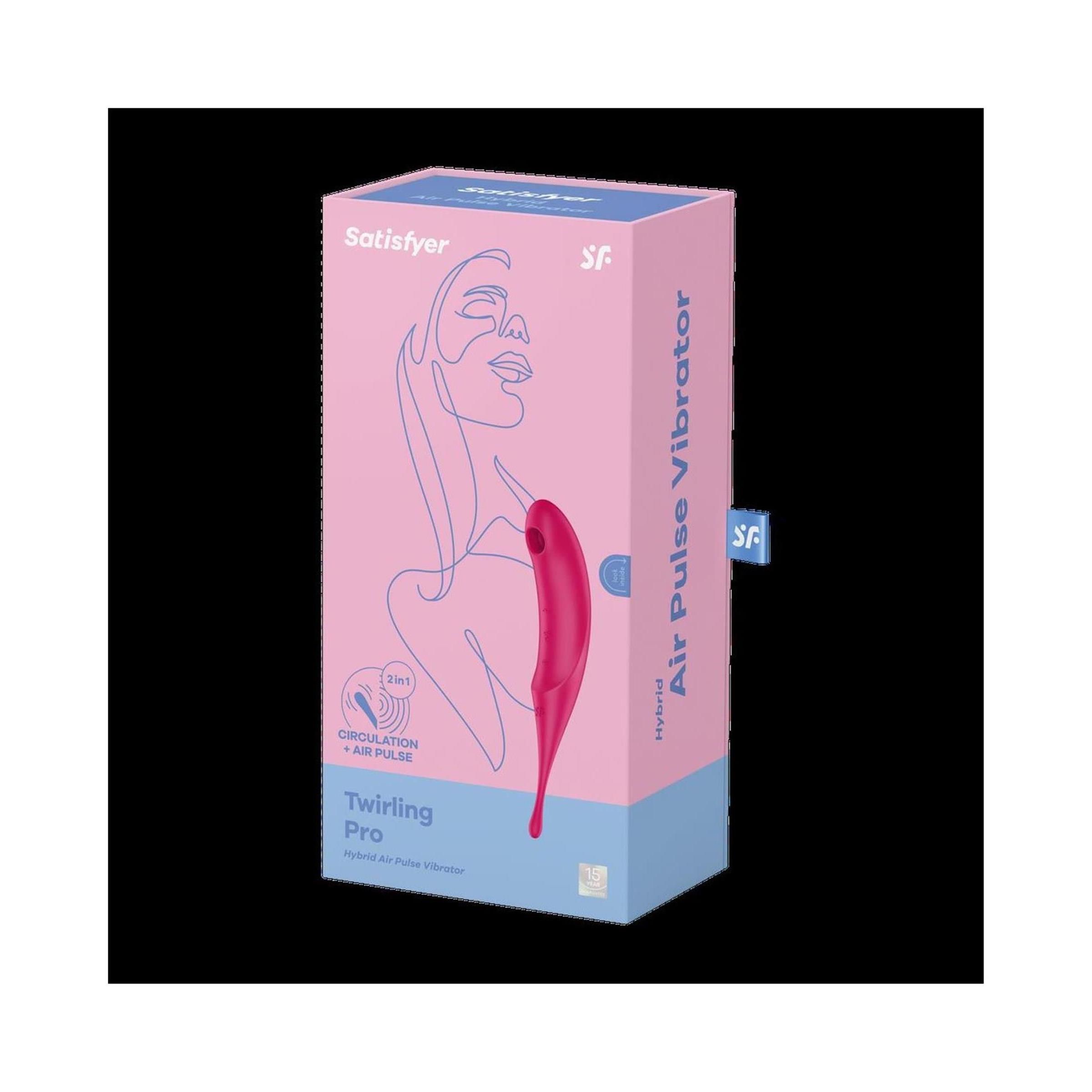 Verpackung des Satisfyer Twirling Pro Air Pulse Stimulators mit Produktabbildung.
