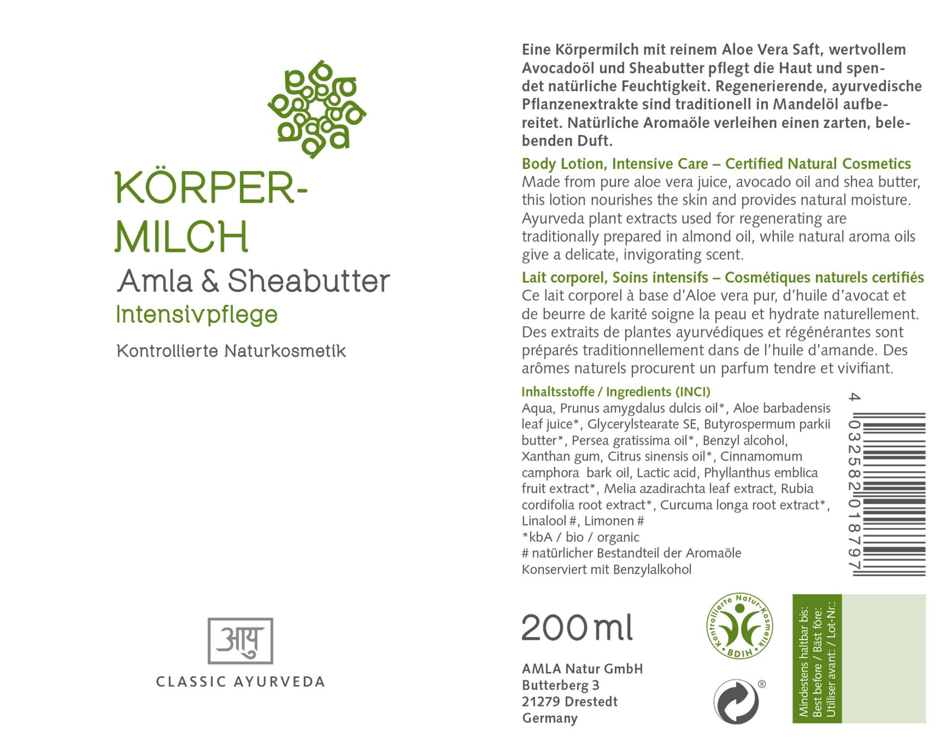 Classic Ayurveda - Körpermilch