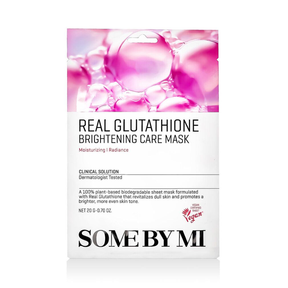 Verpackung der Some By Mi Real Glutathione Brightening Care Mask mit Blasenmotiv.