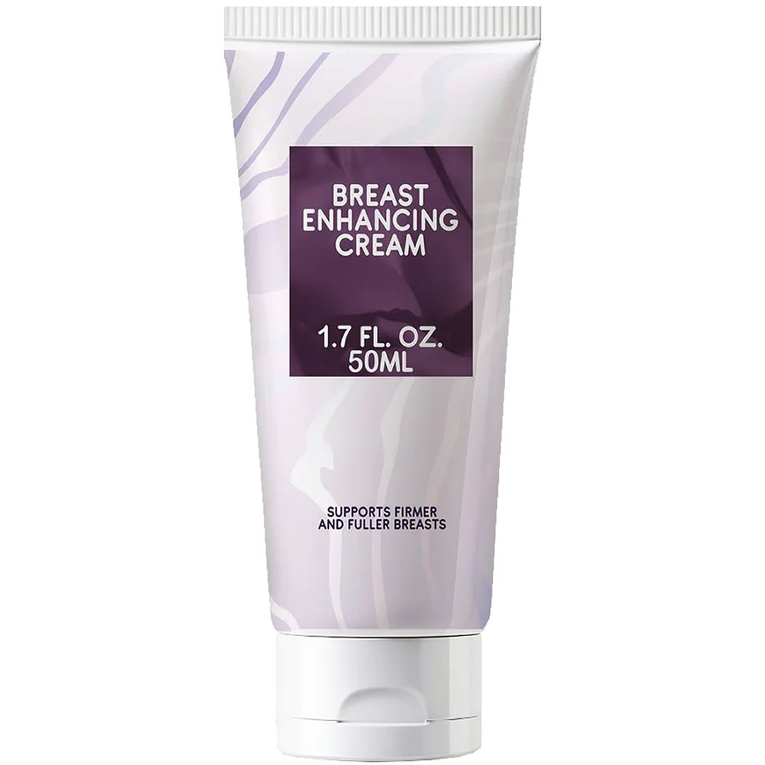 Creme-Tube mit Aufschrift BREAST ENHANCING CREAM. Enthält 1,7 fl. oz. und 50 ml. Unterstützt festere und vollere Brüste.