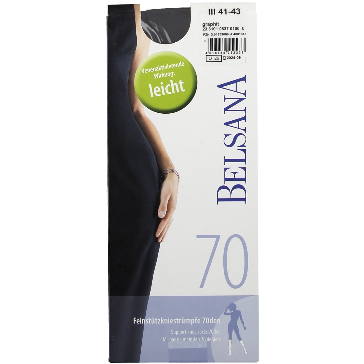 Belsana 70den Feinstützkniestrümpfe Größe 3 Schuhgröße 41 - 43 Graphit