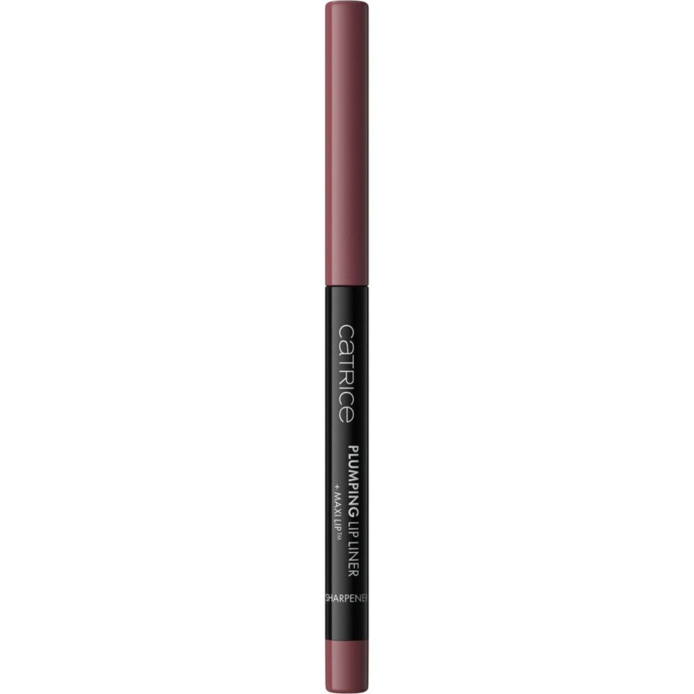 Lippenstiftstift von Catrice. Schwarzer Stift mit rosafarbenem Lippenstift. Aufschrift: Plumping Lip Liner.