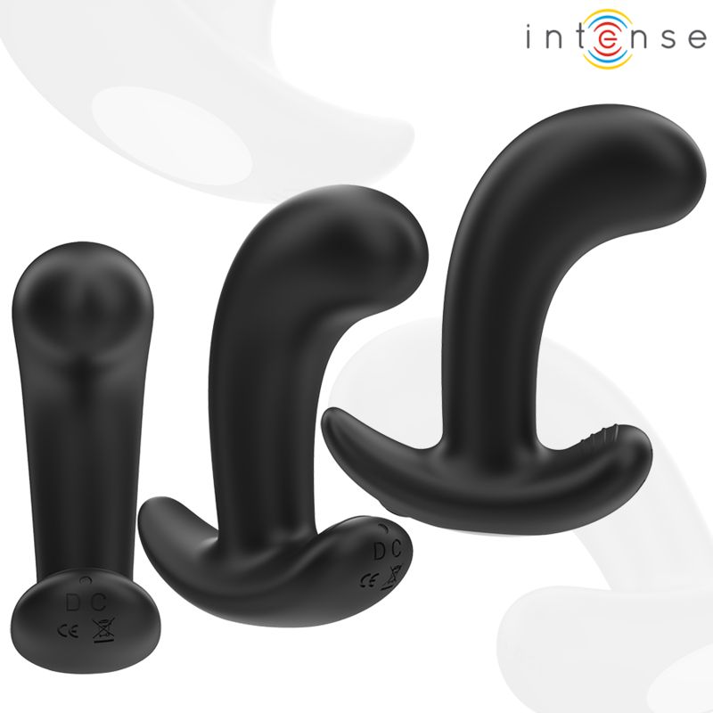 Drei schwarze Anal Plugs. Marke: Intense. DC-Kennzeichnung.