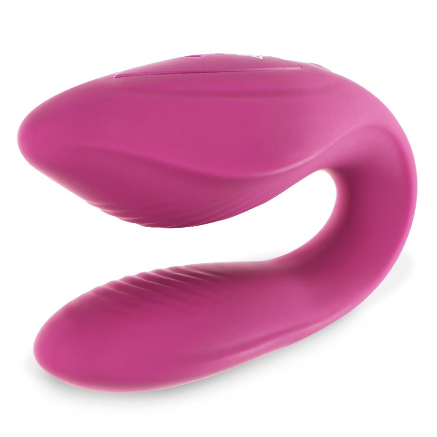 Lila Vibrator in U-Form. Goldfarbenes Symbol. Keine Fernbedienung.