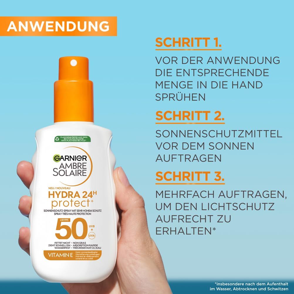 Garnier Ambre Solaire Hydra Protect+ 24h LSF 50 Sonnenschutz-Spray