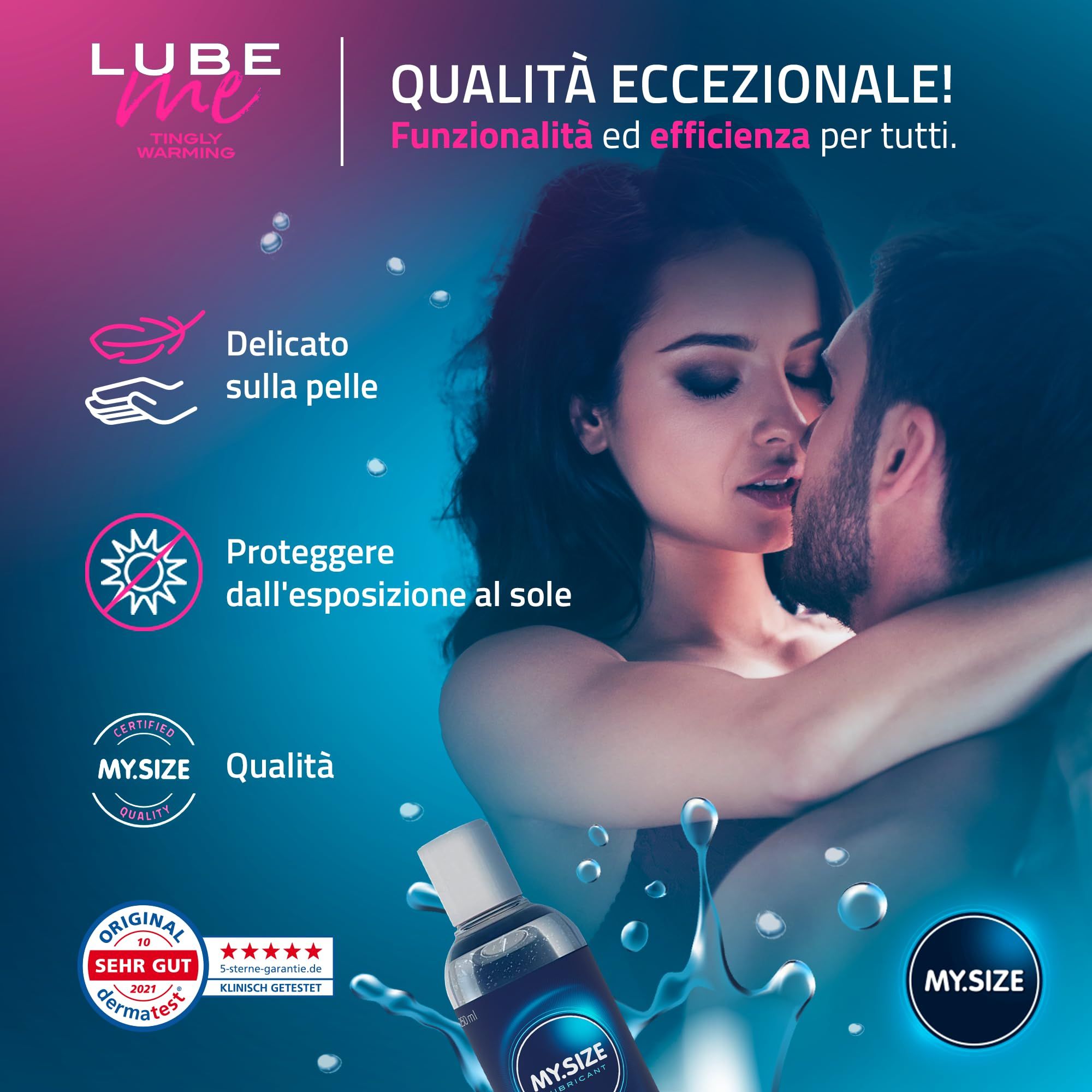 MY.SIZE Lube Me Premium Gleitgel Tingly Warming, 250 ml. Dermatologisch getest.