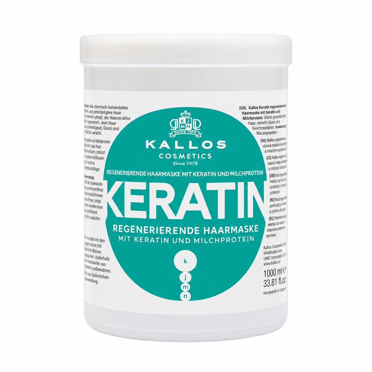 Kallos Cosmetics Keratin Haarkur, 1000 ml.