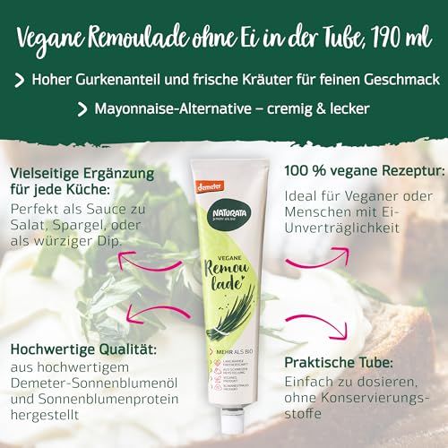Naturata Vegane Remoulade in einer Tube, 190 ml. Mit Gurken und Kräutern.