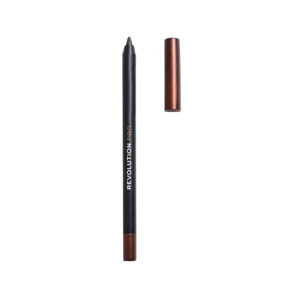 Brauner Eyeliner-Stift mit abgenommenem Deckel. Aufschrift: REVOLUTION PRO.