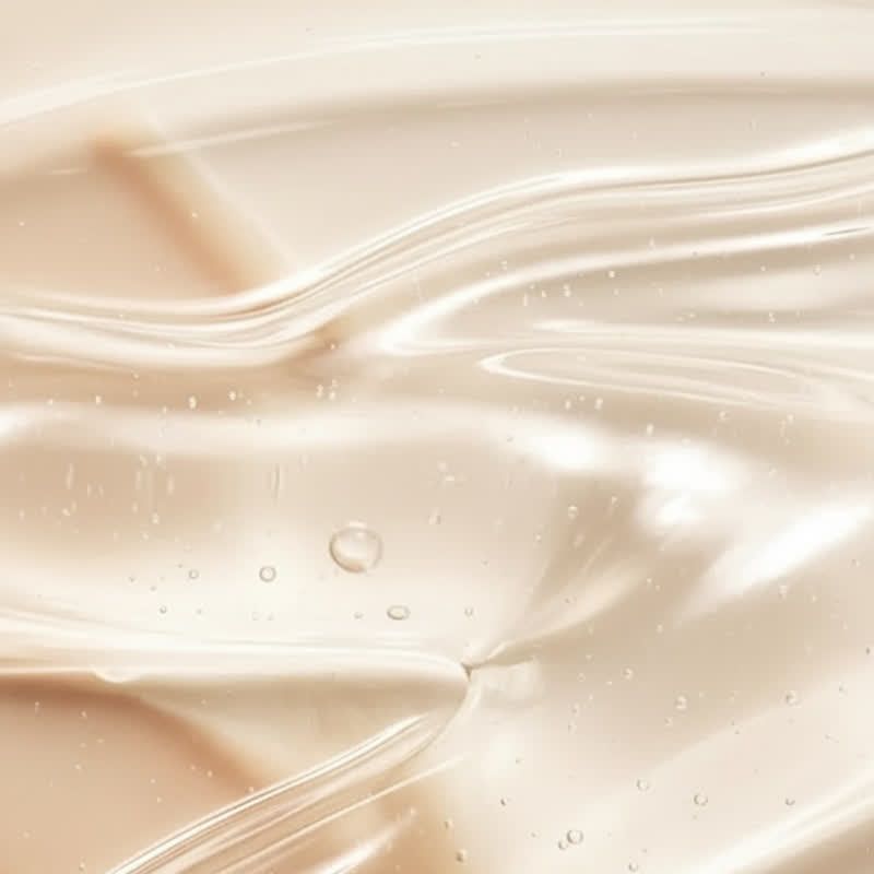 Nahaufnahme von transparentem Serum mit kleinen Bläschen. Flüssigkeit in Wellenform.
