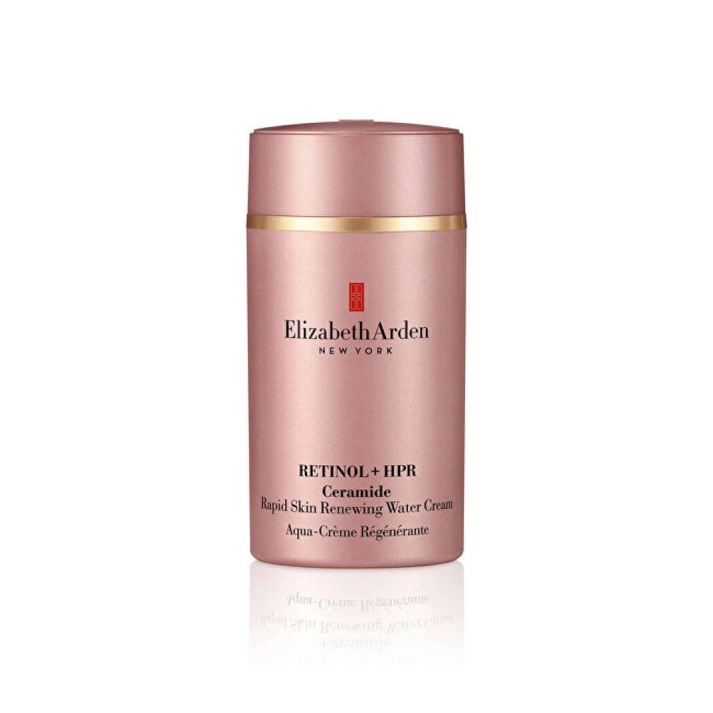 Rosa Creme-Tube mit goldfarbenem Deckel. Text: Elizabeth Arden, Retinol + HPR Ceramide.