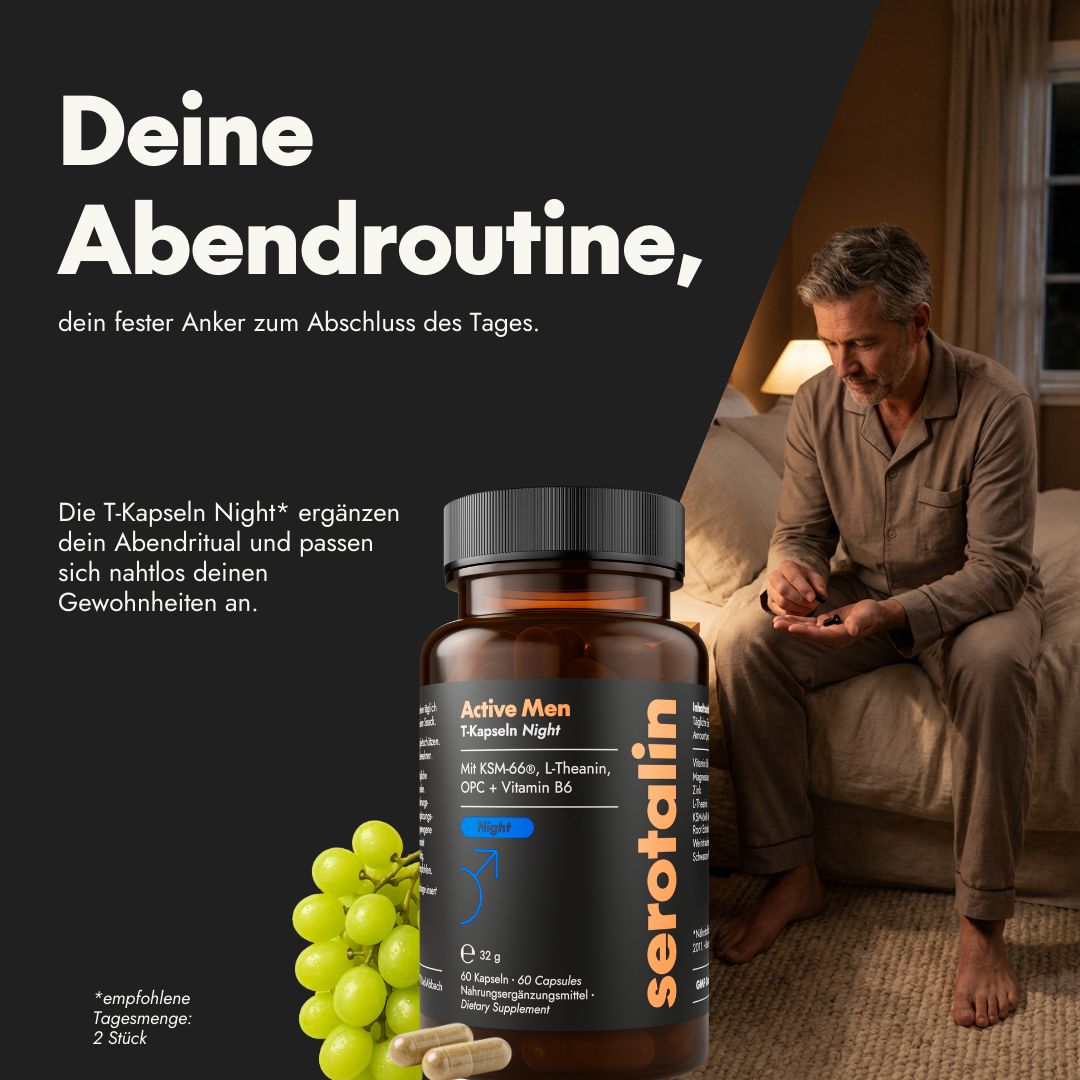 serotalin Active Men T-Max Set | Maca Kapseln, Night Kapseln mit KSM-66 Ashwagandha & T-Vitaldrink
