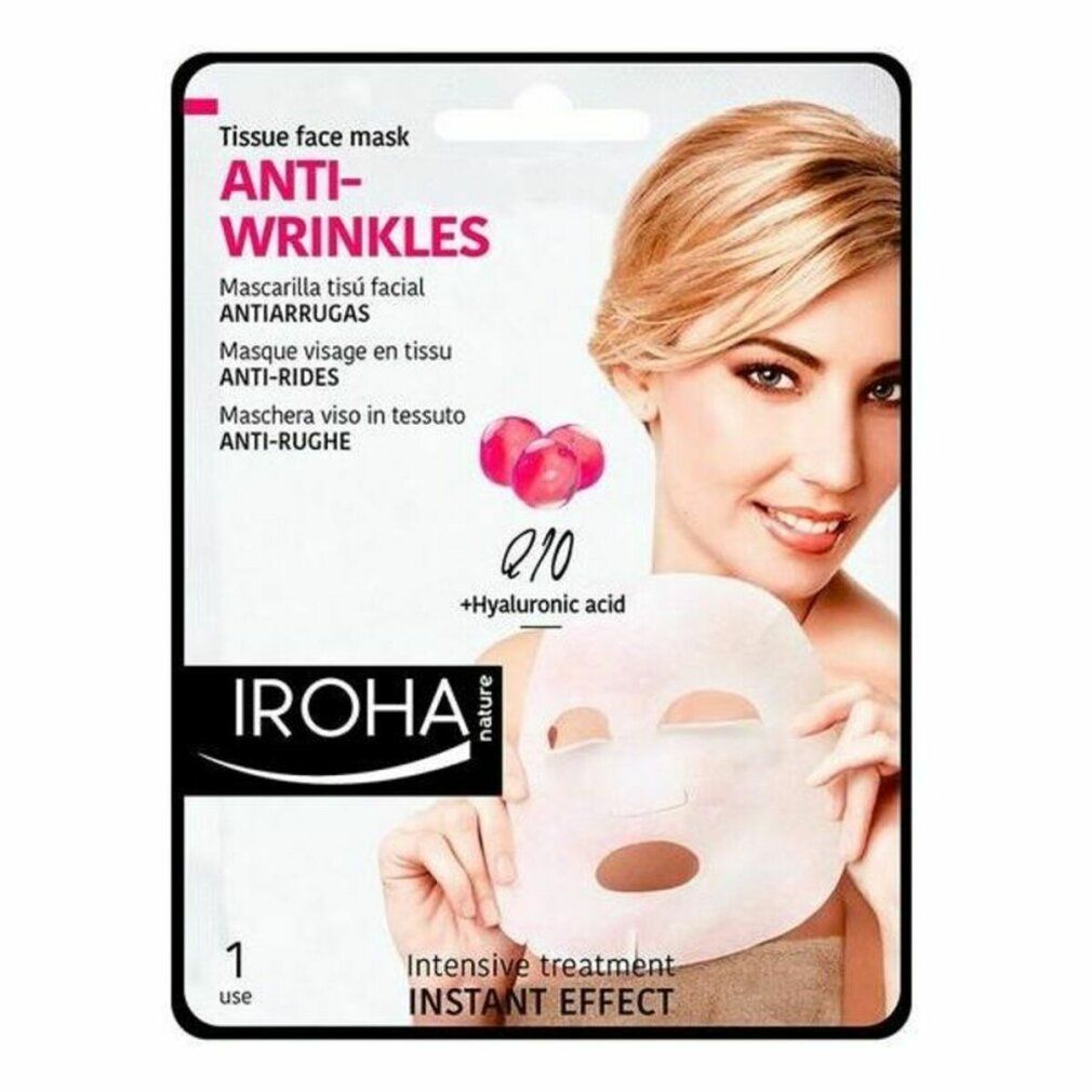 Iroha Nature Anti-Falten Gesichtsmaske mit Q10 und Hyaluronsäure. 1 Maske.