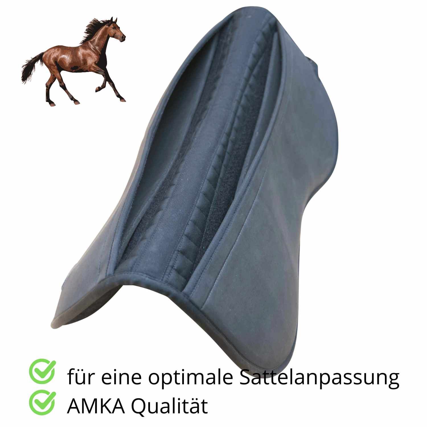 Schwarzes Sattelpad für optimale Sattelanpassung. AMKA Qualität.