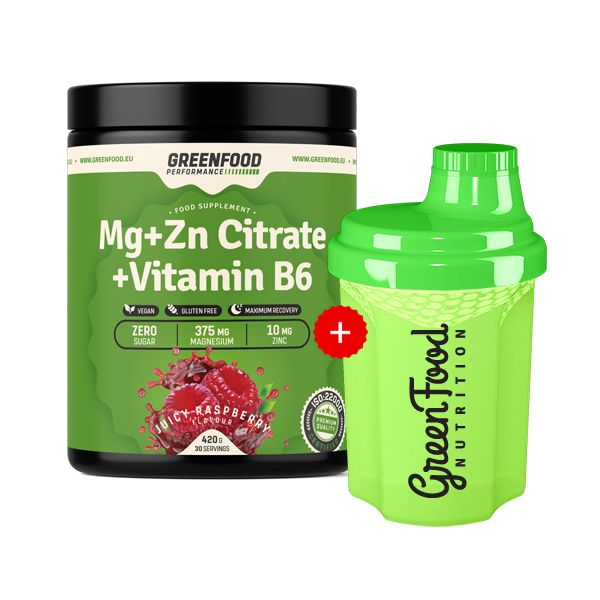 GreenFood Nutrition Performance Mg+ZN Citrate + Vitamin B6  + 300ml Shaker