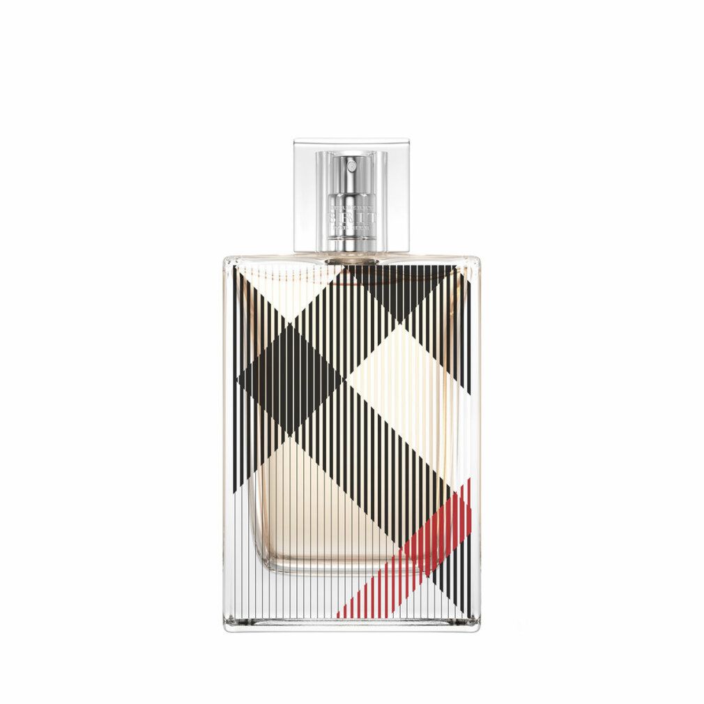 Parfümflakon mit Karomuster, Sprühkopf. Quadratische Form, transparente Flasche.
