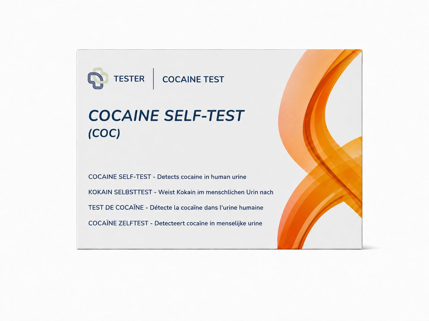 Verpackung eines Kokain-Selbsttests (COC) zur Erkennung von Kokain im Urin.