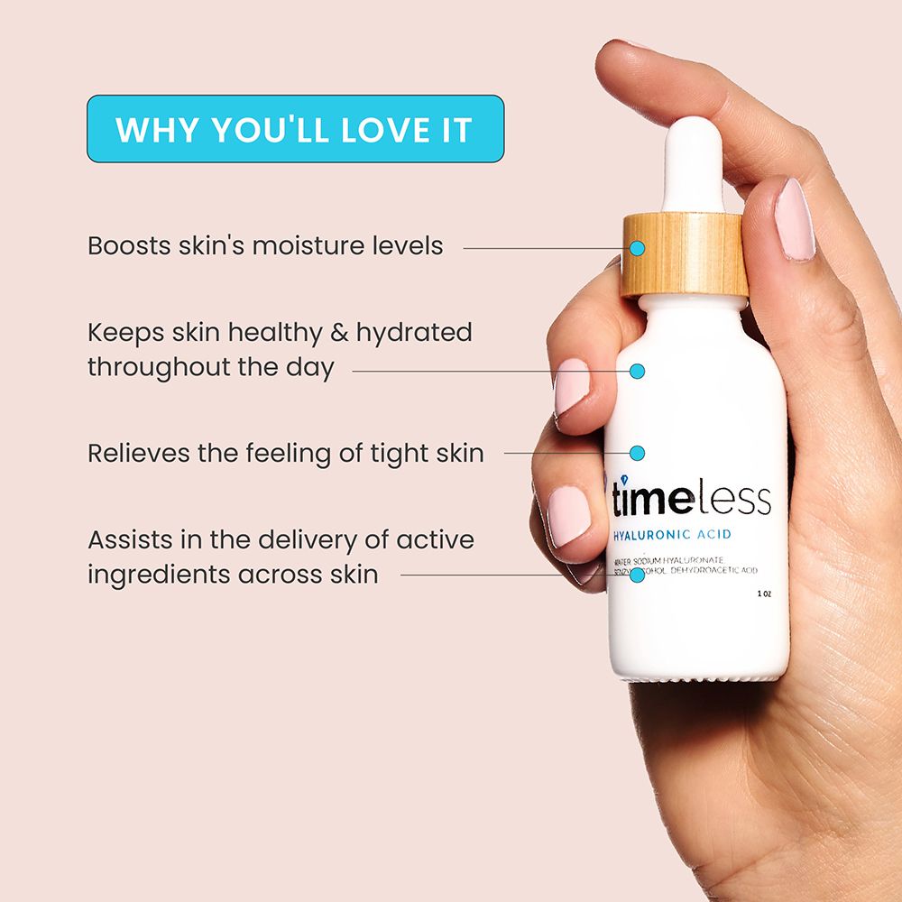 TIMELESS SKIN CARE Hyaluronic Acid 100% Pure Hydrating Face Serum