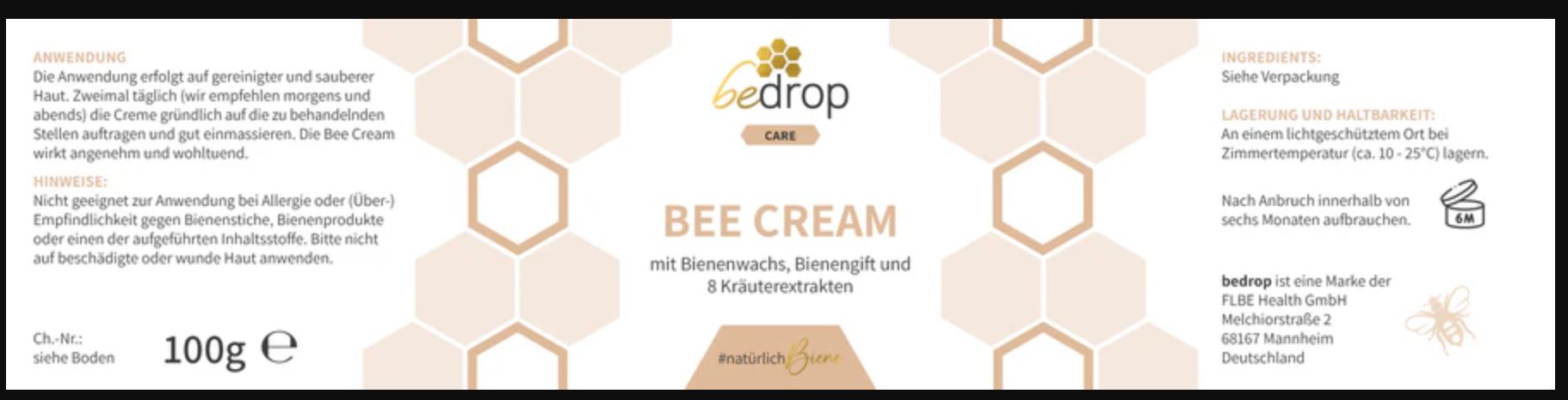 bedrop: Creme-Set | Bee Cream (Bienengiftsalbe) + Propolis Cream (Propolis Salbe)