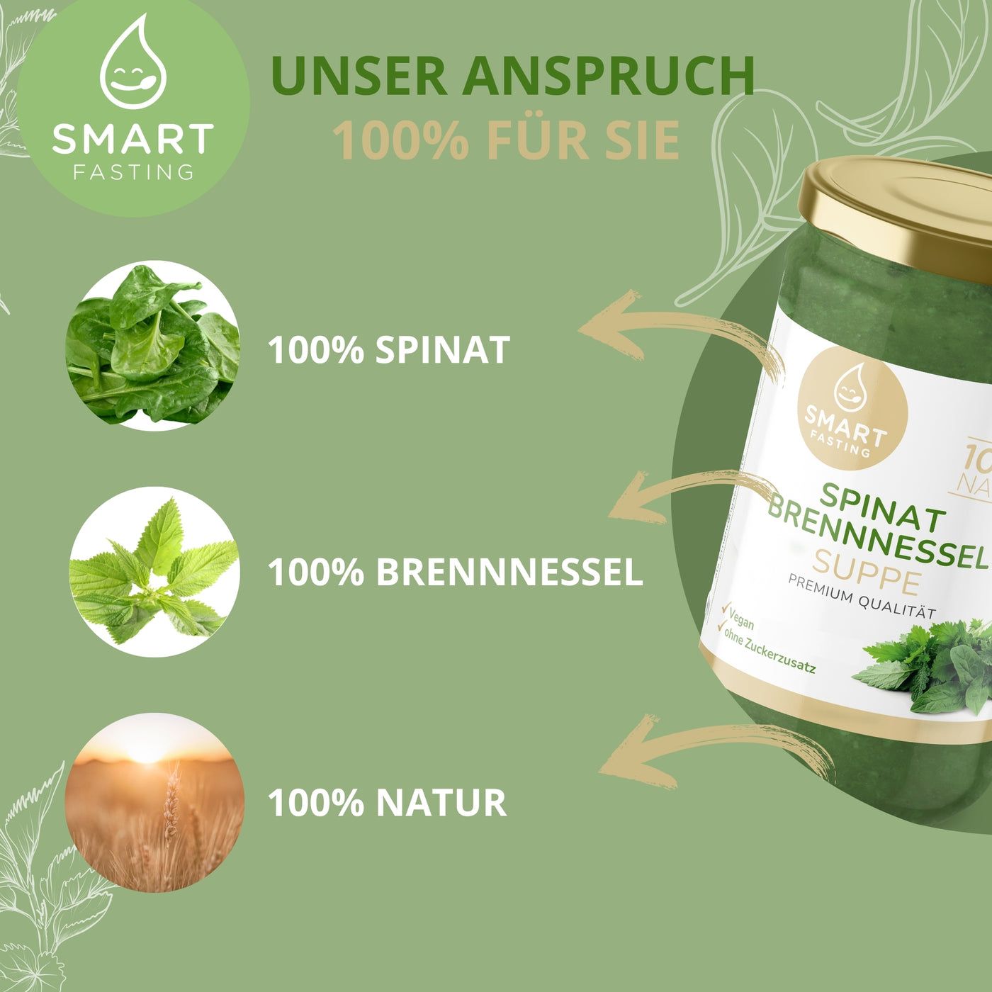 Smart Fasting® Spinat Brennnessel - natürlich fein, vegan, glutenfrei, salz- und kalorienarm