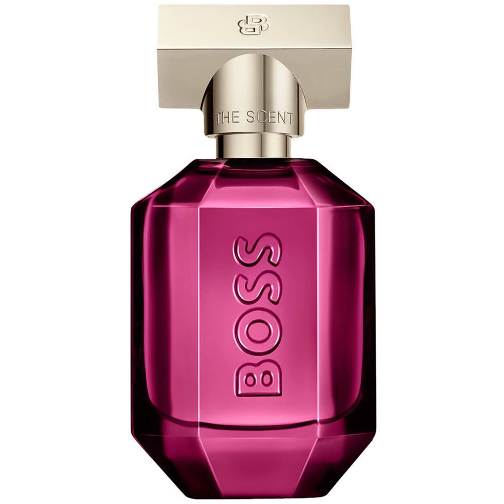 Hugo Boss The Scent Magnetic Eau de Parfum Flakon in Facettenschliff-Optik mit goldenem Verschluss.