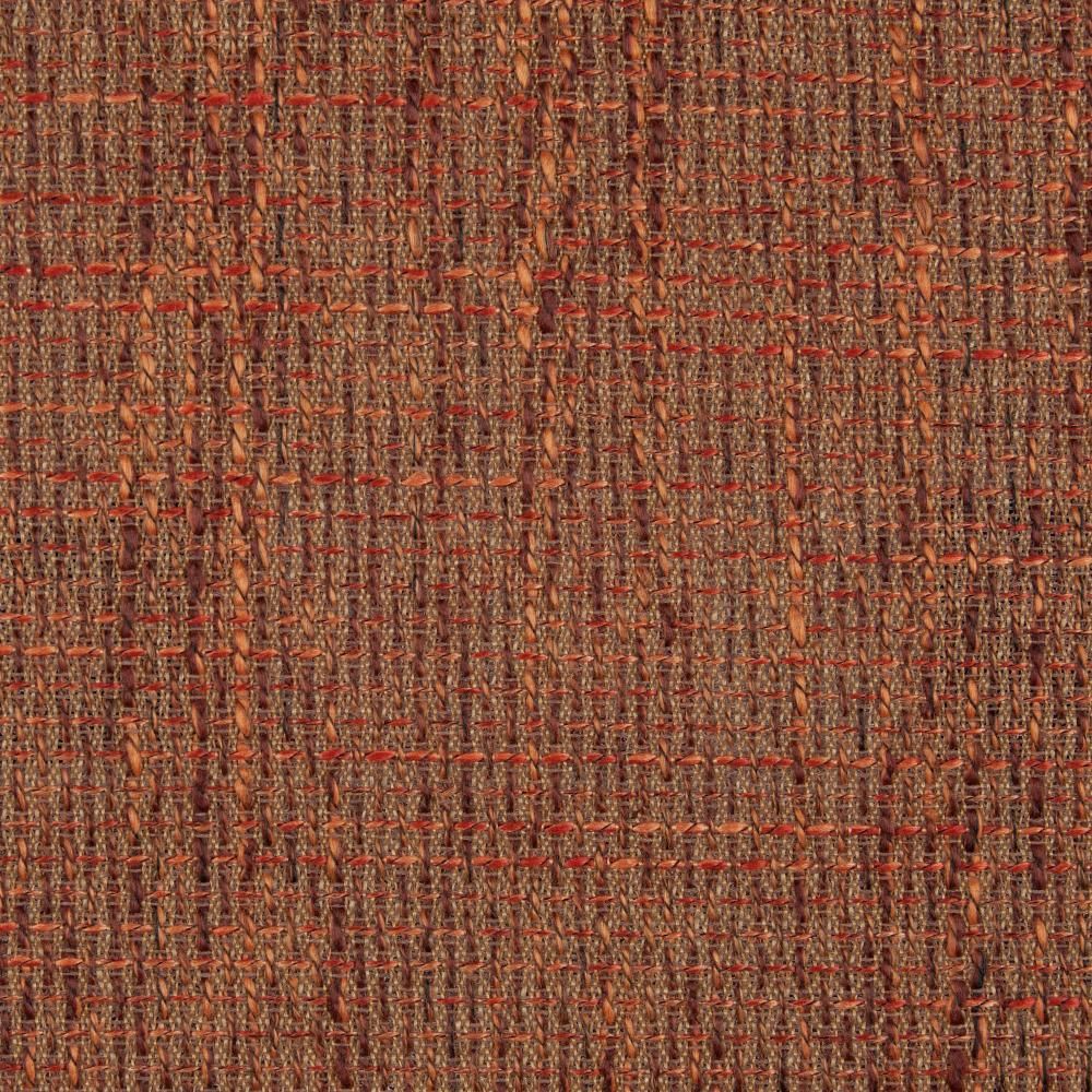 Nahaufnahme des braunen Stoffbezugs mit gewebter Textur. Details der Faserstruktur sichtbar.