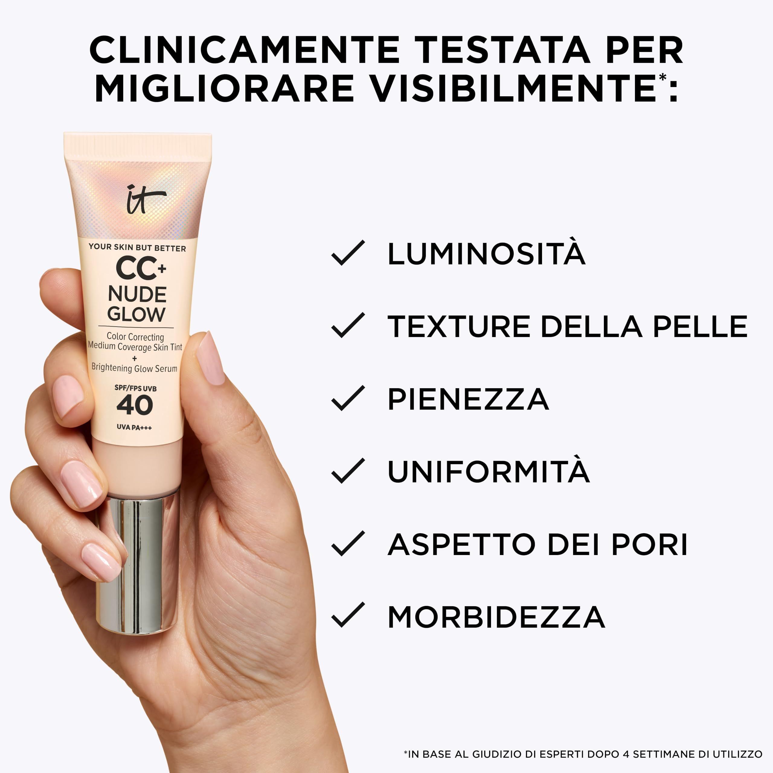 Produktvorteile. Text: Luminosità, Texture Della Pelle, Pienezza, Uniformità, Aspetto Dei Pori, Morbidezza.
