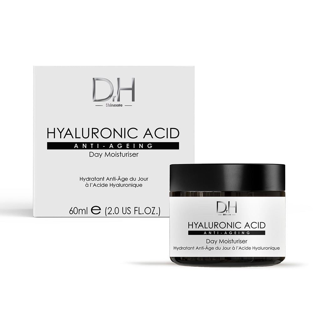 Dr H Hyaluronsäure Anti-Aging Tagescreme mit Verpackung.