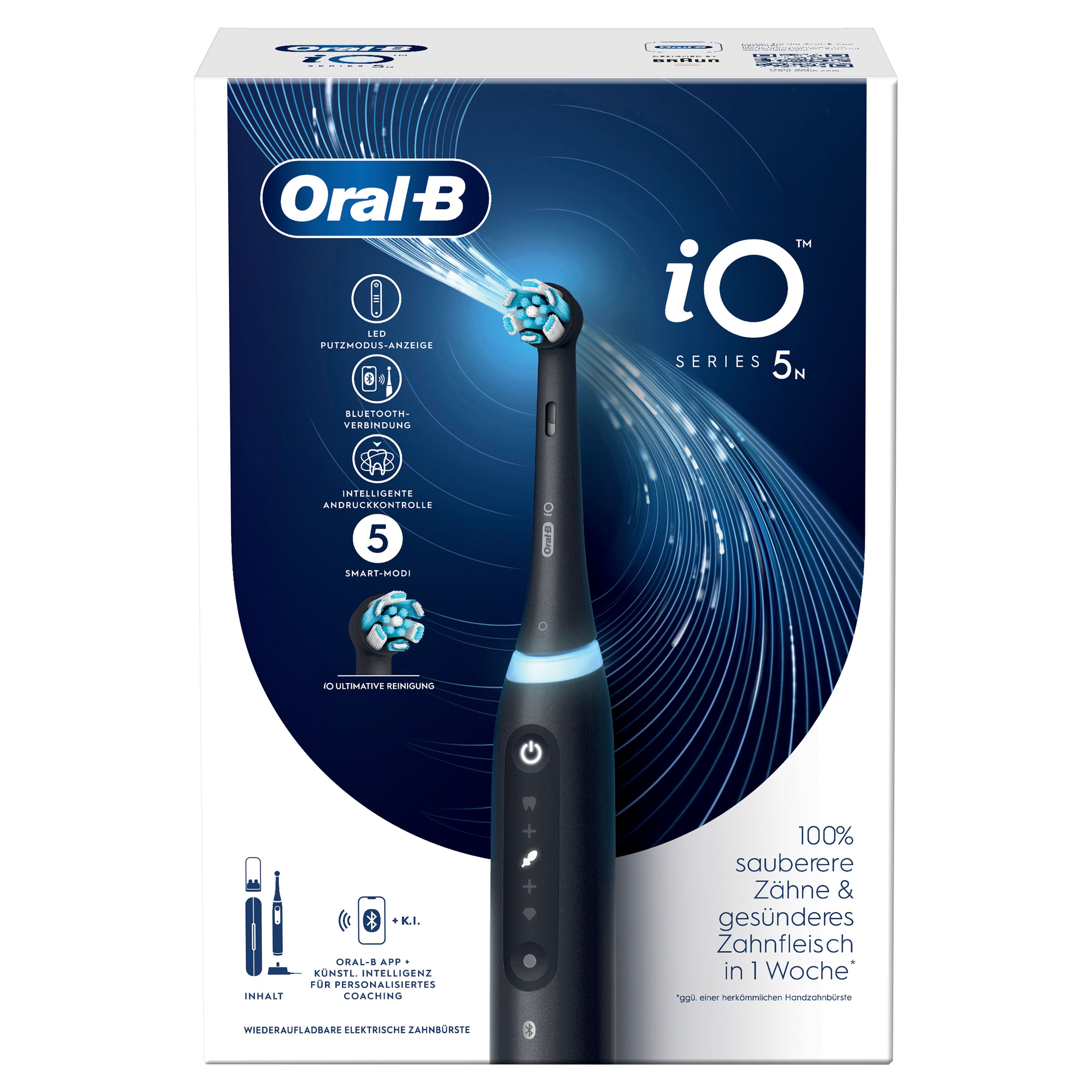 Oral-B - Elektrische Zahnbürste "iO Series 5 + Reiseetui" in Schwarz