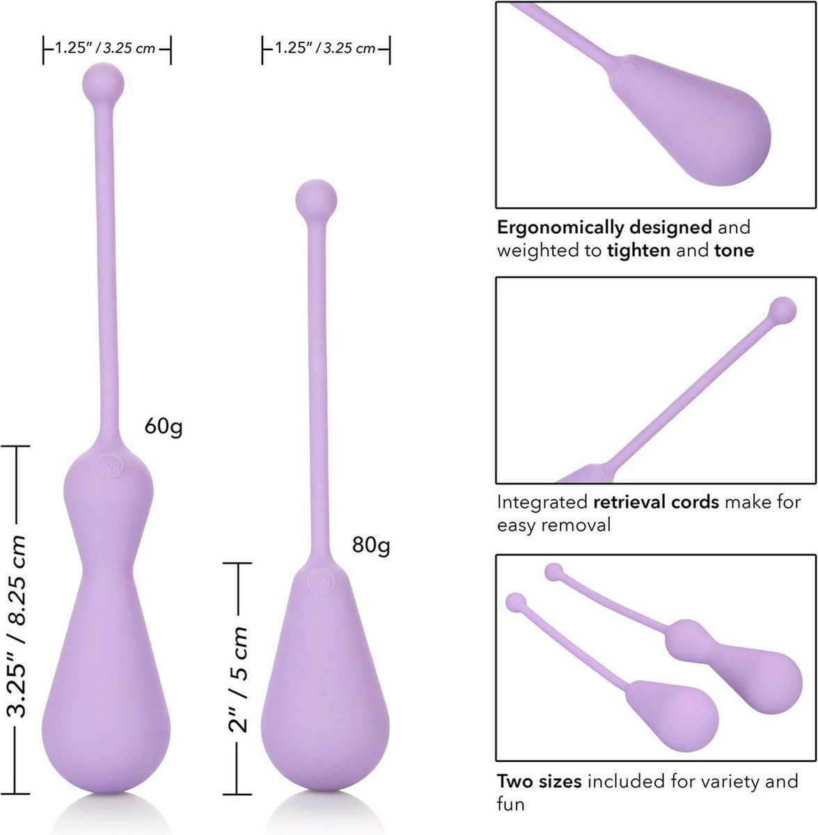 Kegel Set mit Silikongewichten für Kegelübungen | zweiteilig | California Exotic