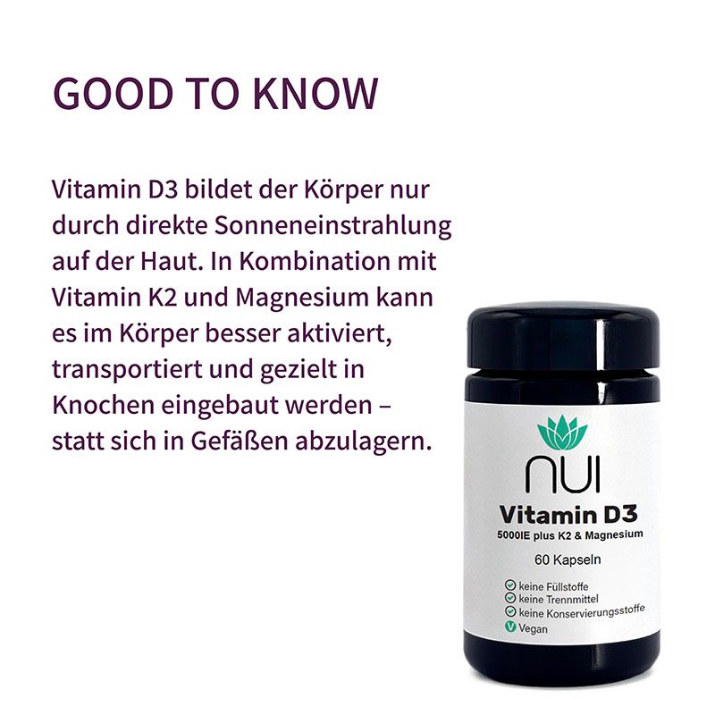 NUI Vitamin D3&K2 5.000IE mit Magnesium