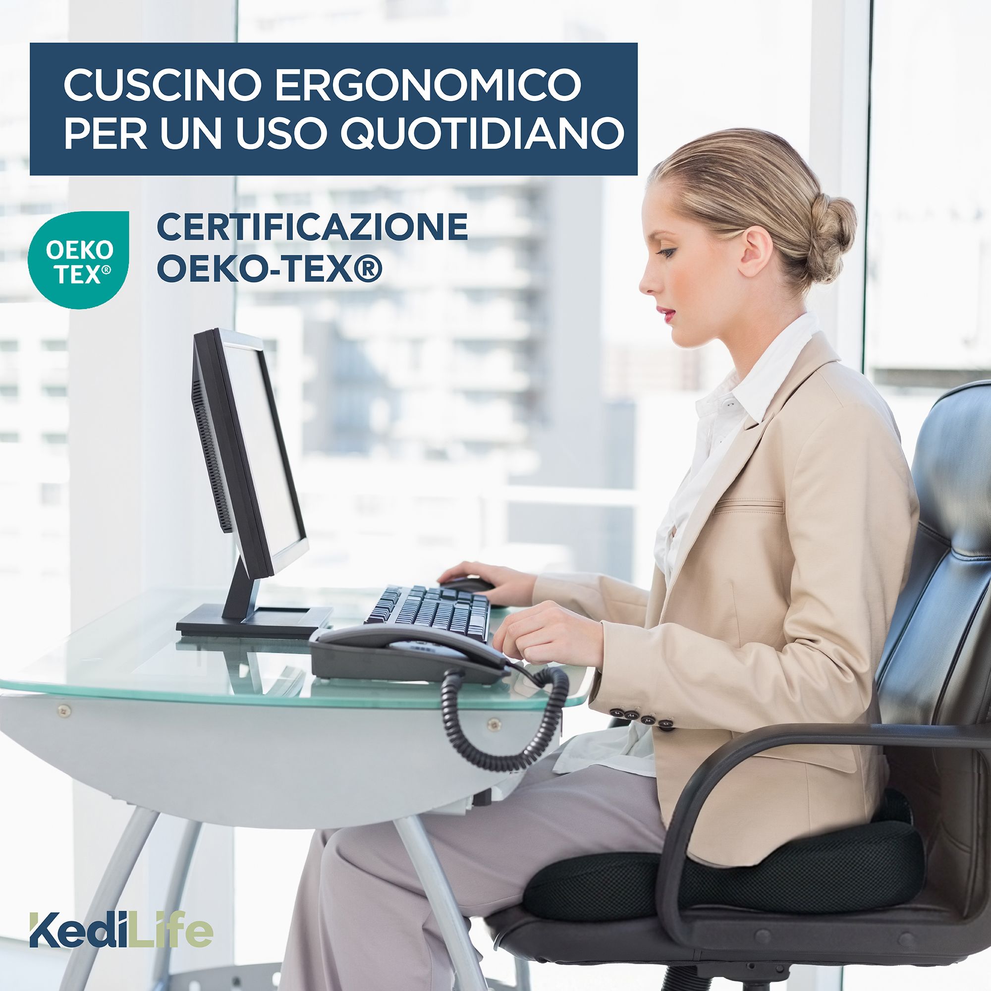 KediLife Ergonomisches Sitzkissen - Sitzkissen Bürostuhl und Autositz aus Memory Schaum