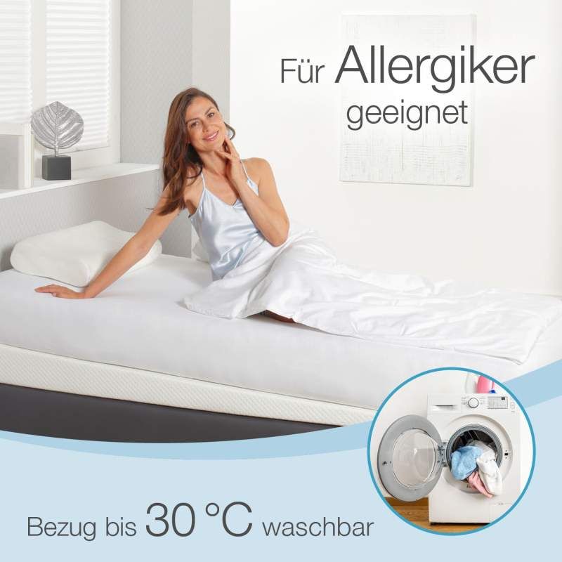 ELONEO Keilmatratze 14 cm hoch, Gelschaum, für Hausstauballergiker, schadstoffgeprüft, waschbar