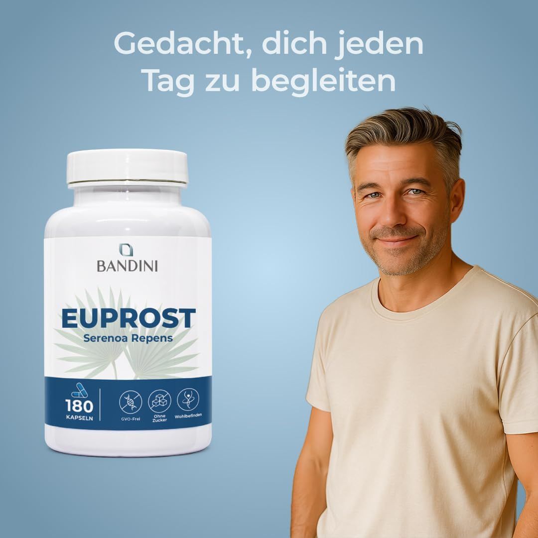 Bandini Euprost Serenona Repens Flasche mit 180 Kapseln. CVO-frei, ohne Zucker, Wohlbefinden.