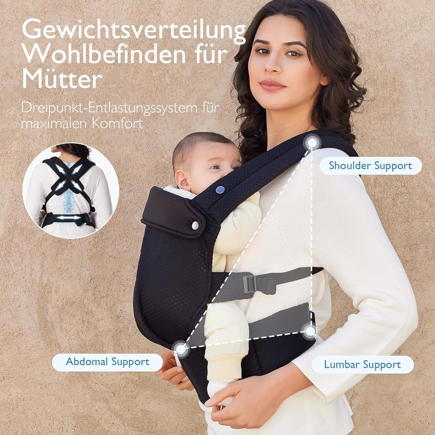 Momcozy Baby Trage - Leichte & Atmungsaktive Air Mesh-Schwarz