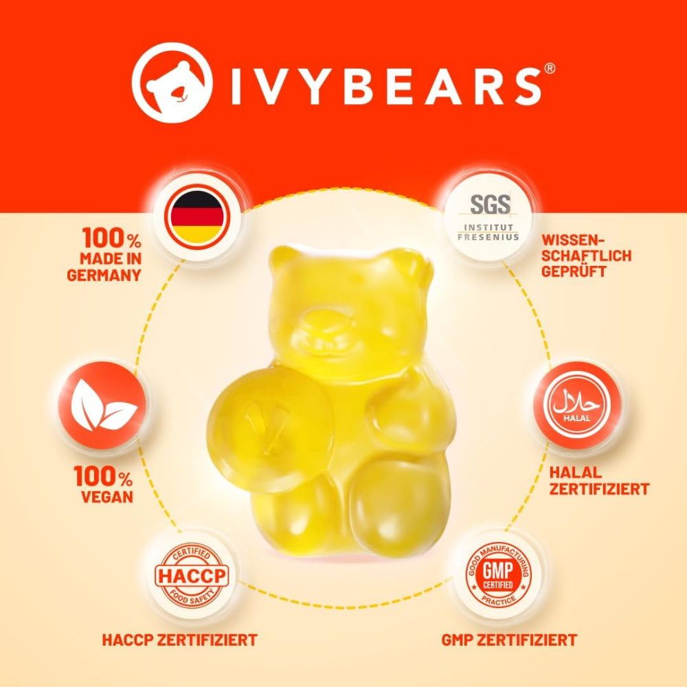 IvyBears Boost Immune Gummies -  Vitamin A, C, D2, E, B-Vitaminen, Zink & Folsäure
