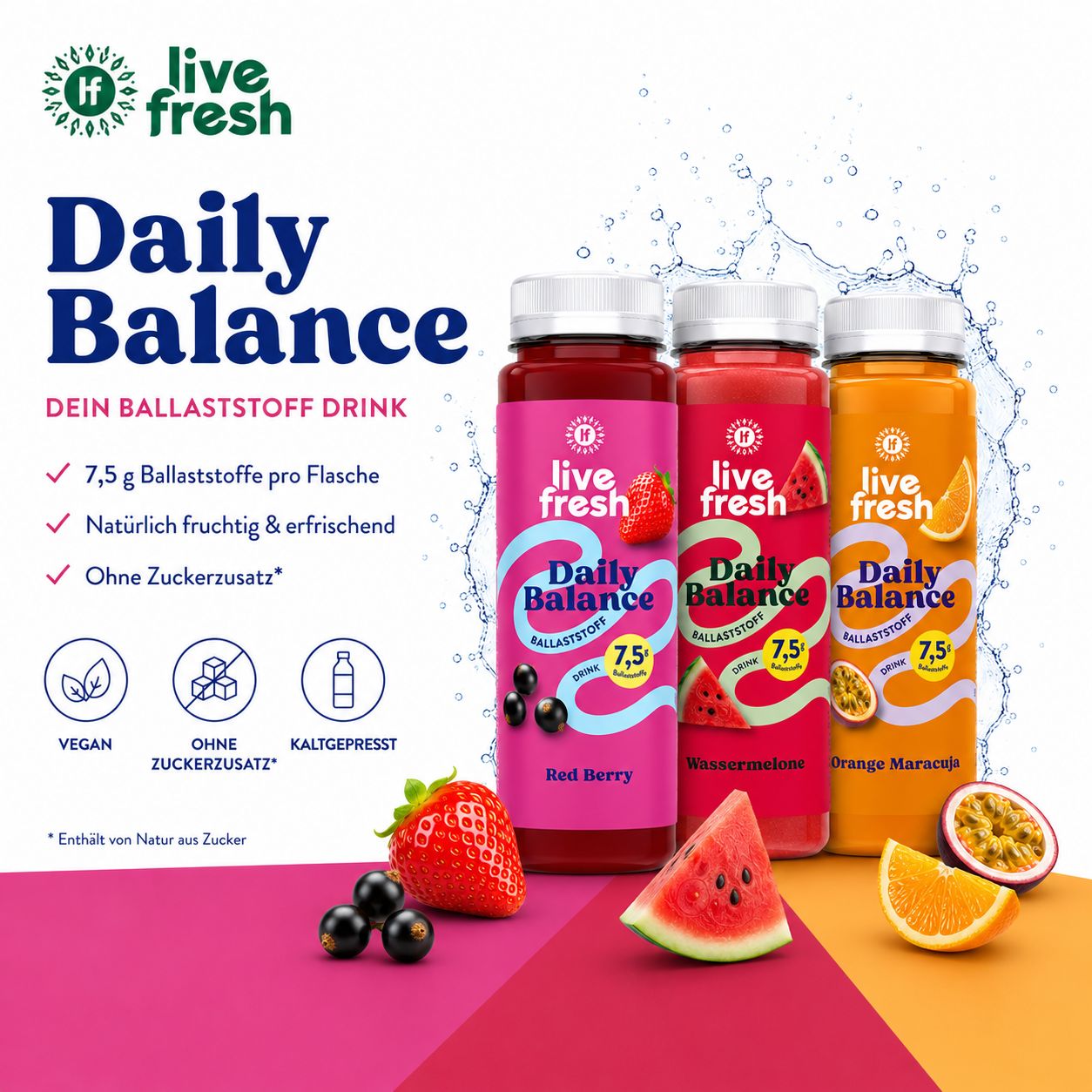 LiveFresh Ballaststoff Drink – Red Berry
