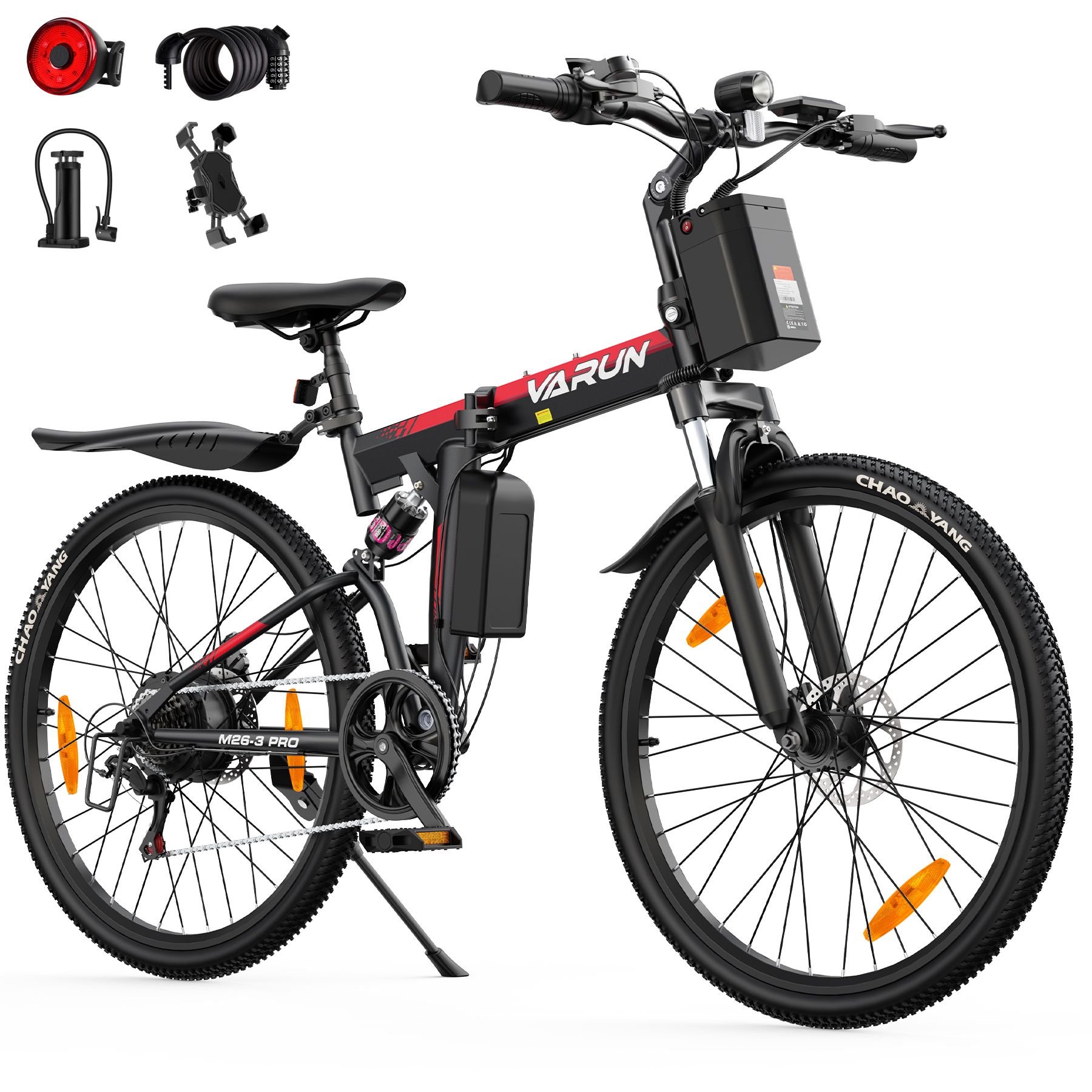 VARUN M26-3 PRO Faltbares E-Bike, 48V 7,8Ah Akku, Vollfederung