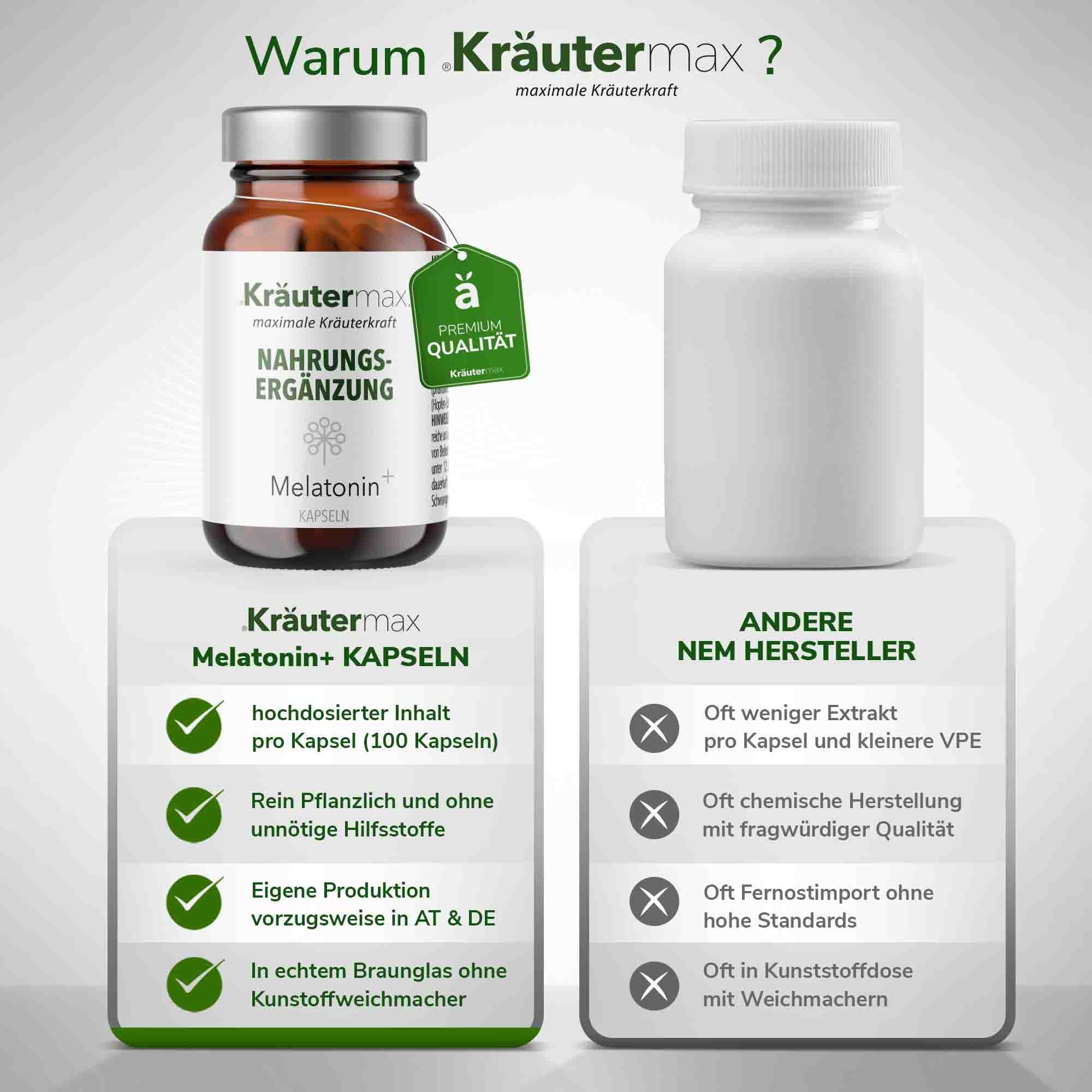 Kräutermax Melatonin 5 mg plus Hopfen und Melisse Kapseln