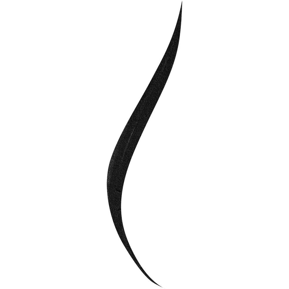 Schwarzer Lidstrich-Strich. Form eines geschwungenen Blattes. Auf weißem Hintergrund.