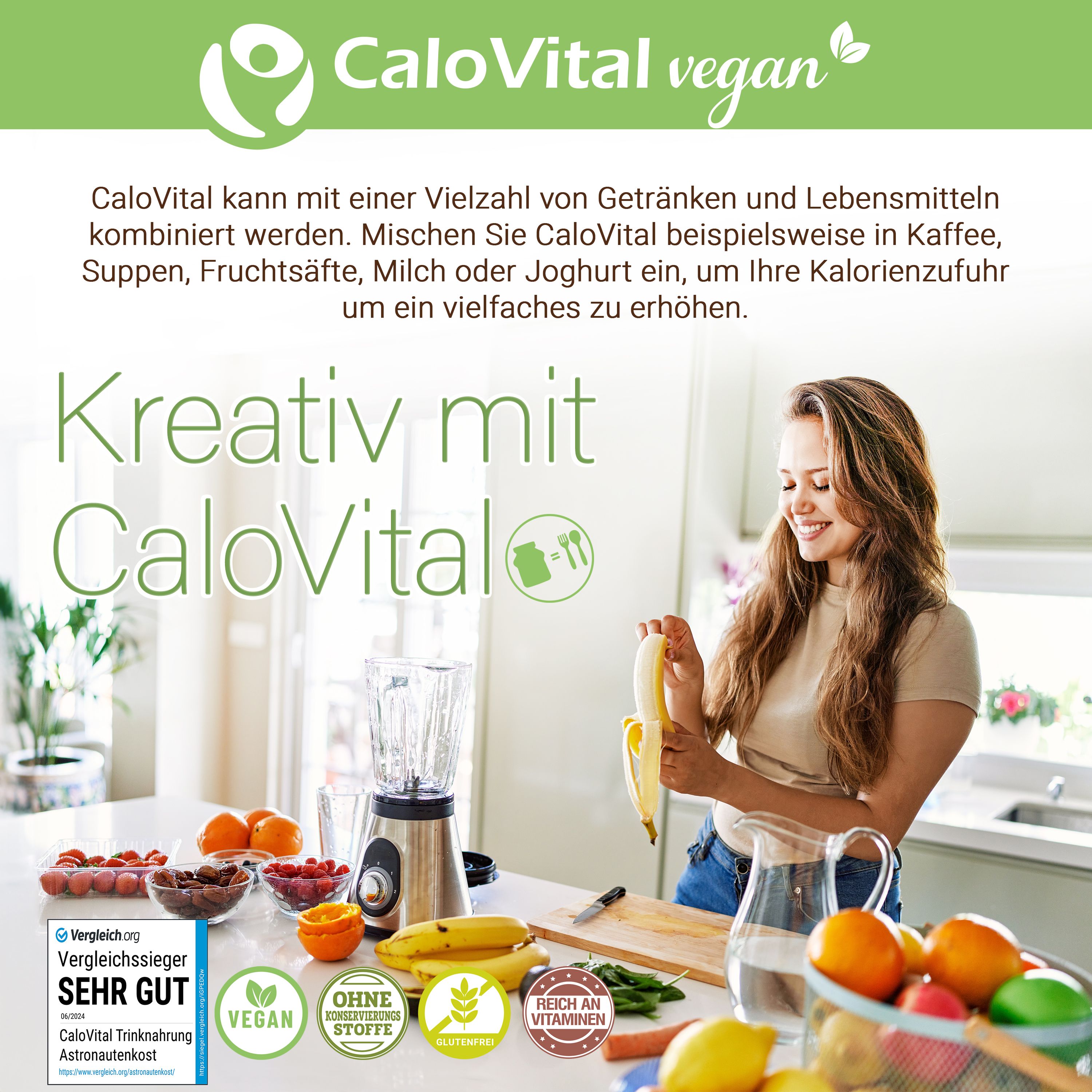 CaloVital VEGAN |  Hochkalorische Trinknahrung für Gewichtszunahme mit Vitaminen und Spurenelementen