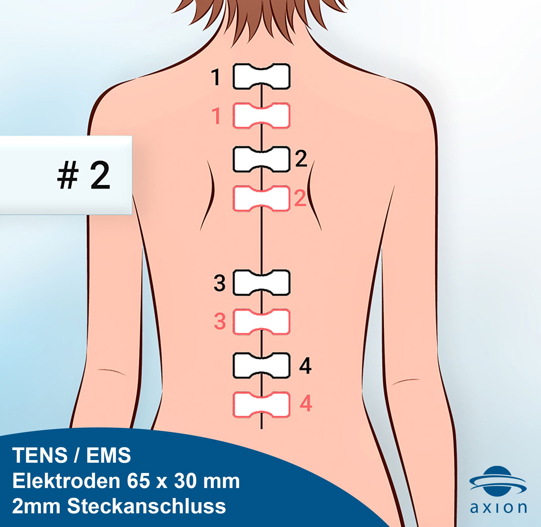 axion® selbstklebende Elektrodenpads 6.5 x 3 cm – passend zu axion, Prorelax, Promed, etc.