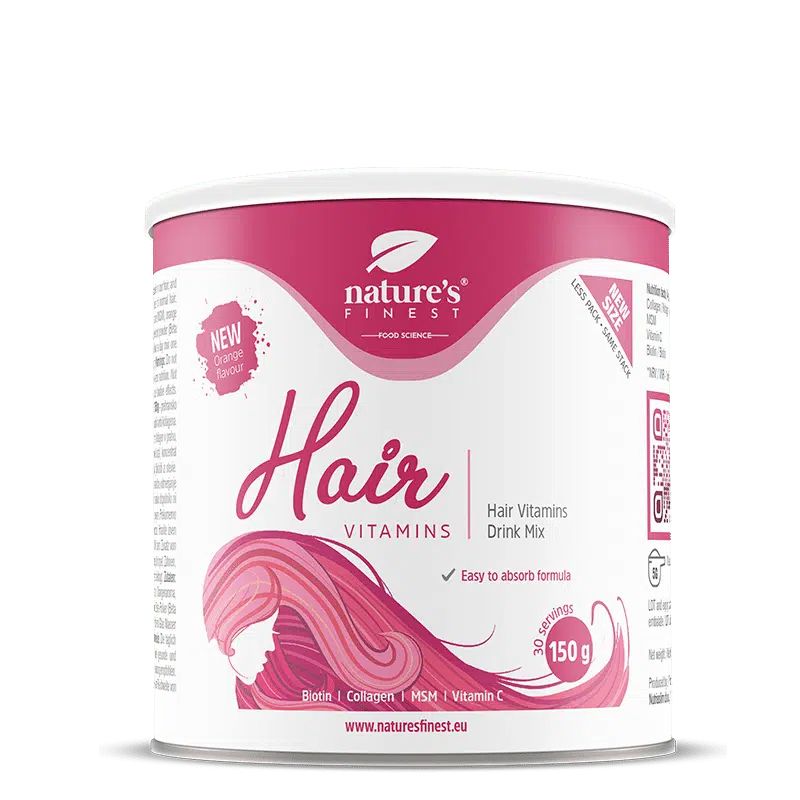 Nature's Finest Haarkapsel-Vitamine-Getränkemischung, 150g Dose. Orangengeschmack.