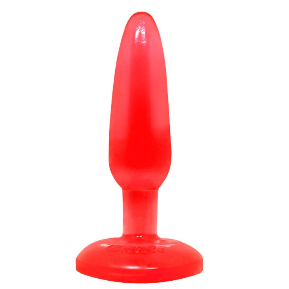 Roter Analplug mit breiter Basis und schlanker Spitze.