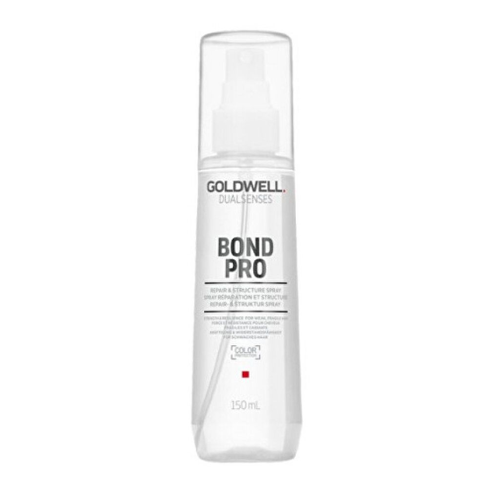 Goldwell Dualsenses Bond Pro Spray. Transparente Flasche mit Sprühkopf. Produktname und Volumenangabe aufgedruckt.