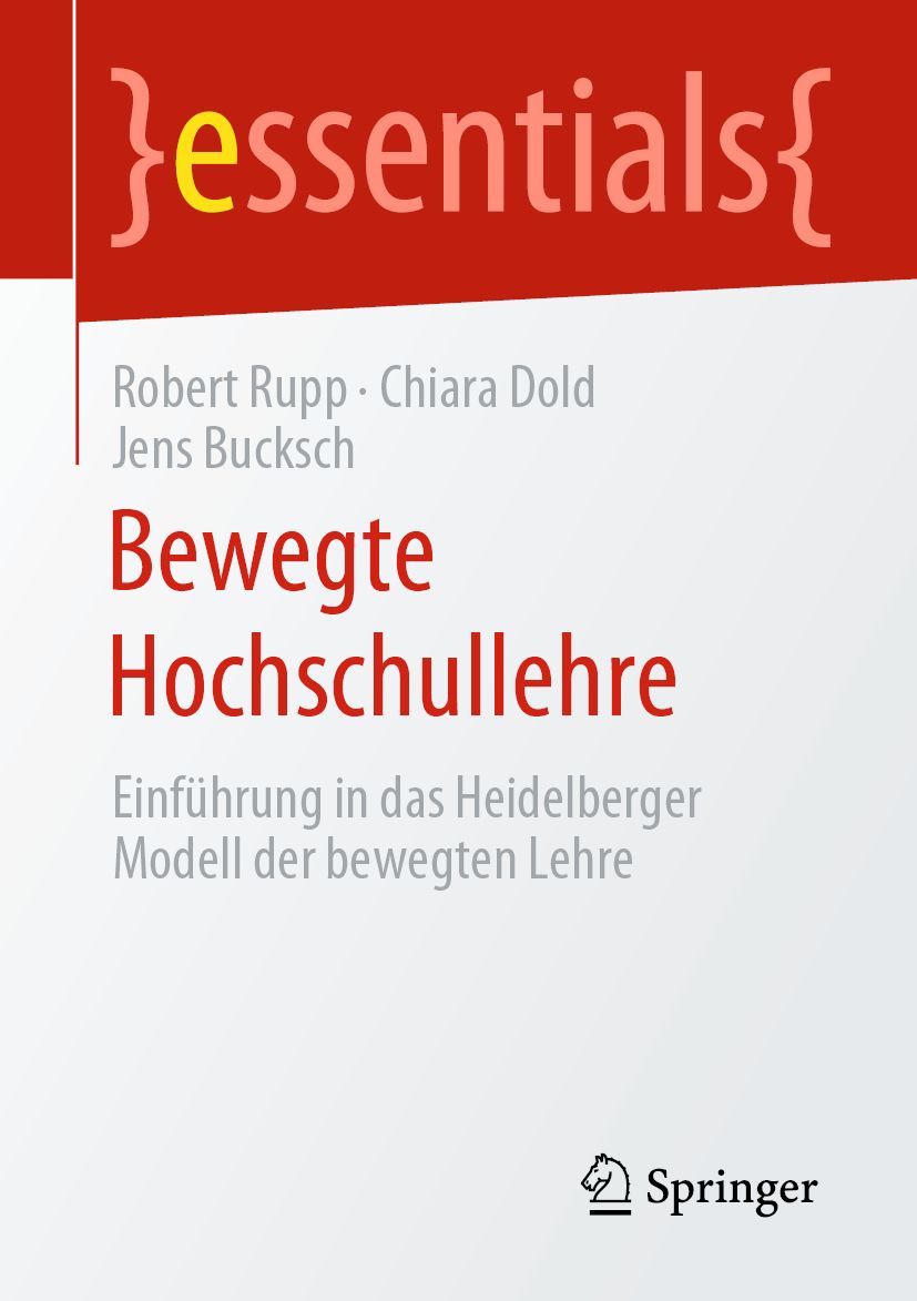 Buchcover mit Titel "Bewegte Hochschullehre". Autoren: Rupp, Dold, Bucksch. Verlag Springer. Roter Hintergrund mit weißer Schrift.