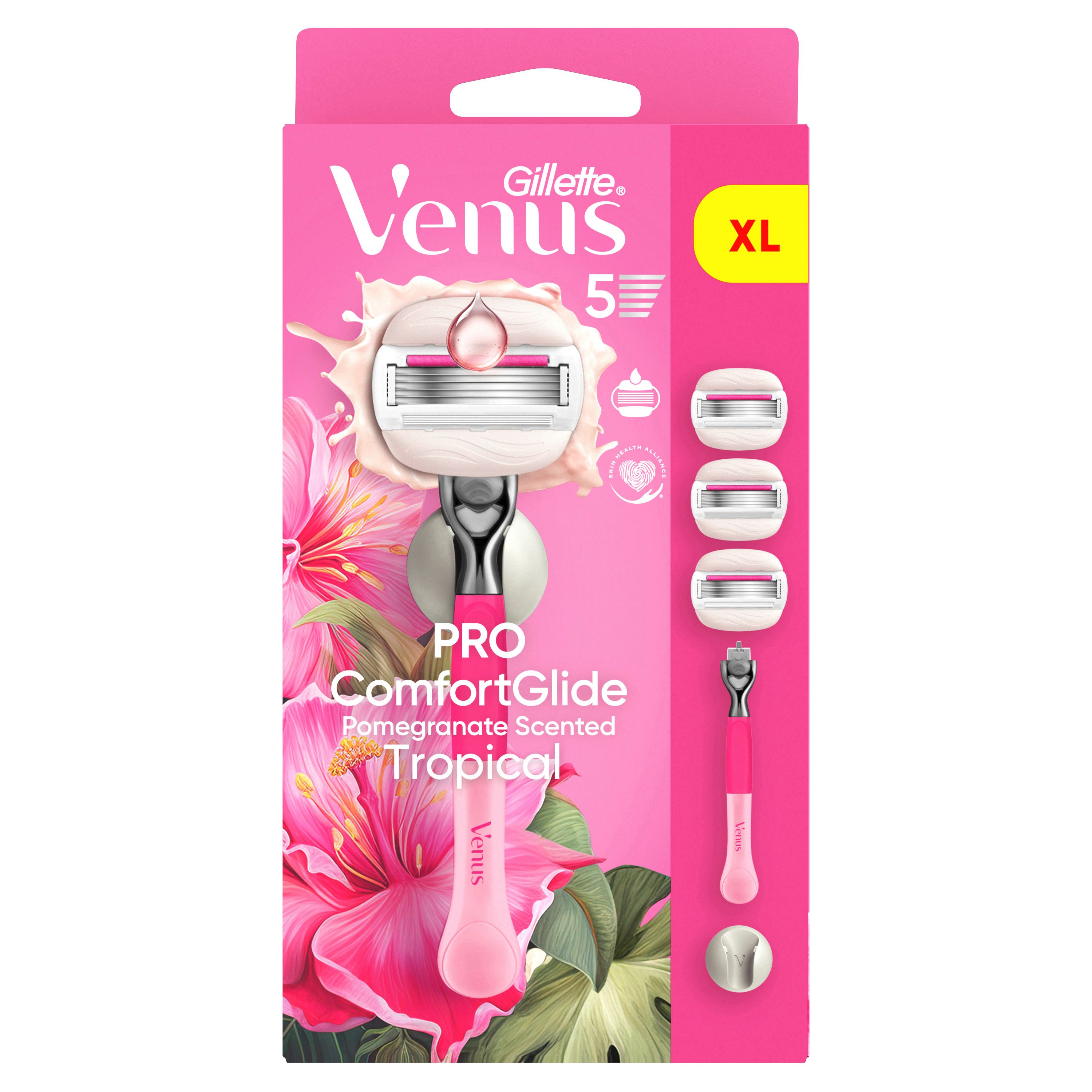 Gillette Venus - Nassrasierer "Comfortglide Tropical" + 3 Rasierklingen & Duschhalterung