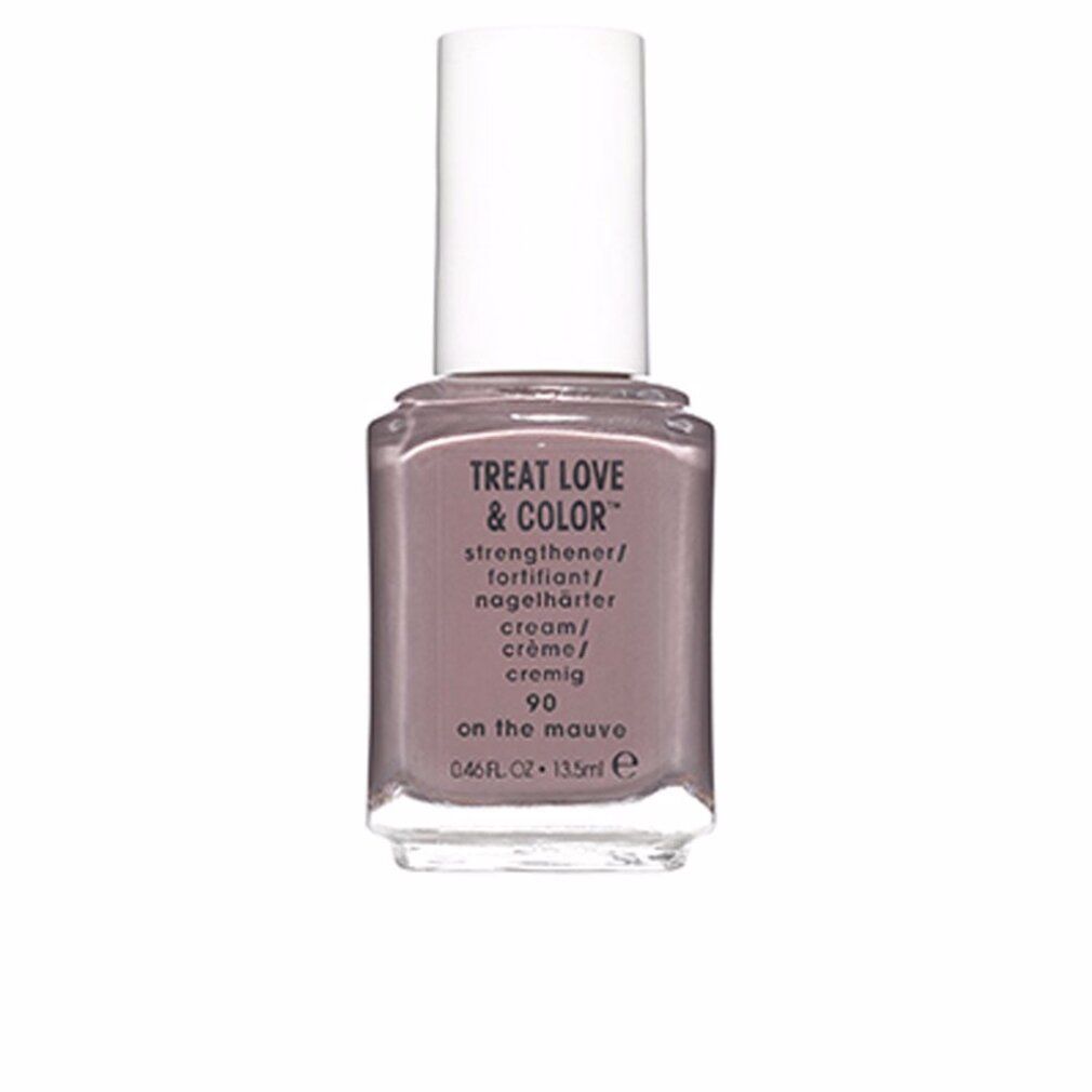 Nagellackflasche Essie Treat Love & Color, Farbe 90 on the mauve. Weißer Deckel, transparente Flasche.