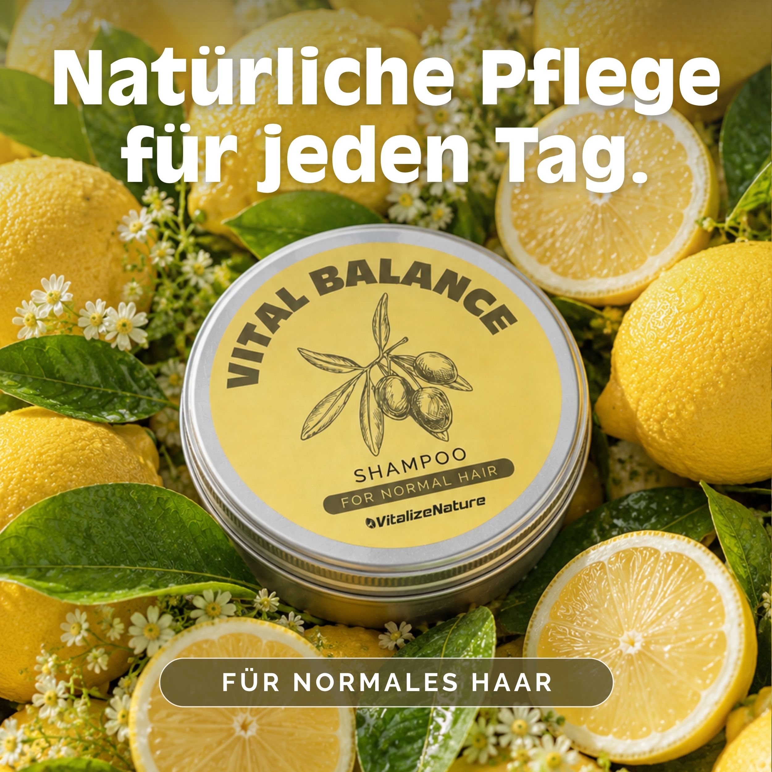 VitalizeNature Vital Balance Shampoo Bar – Olivenöl & Pflanzenextrakte für normales Haar