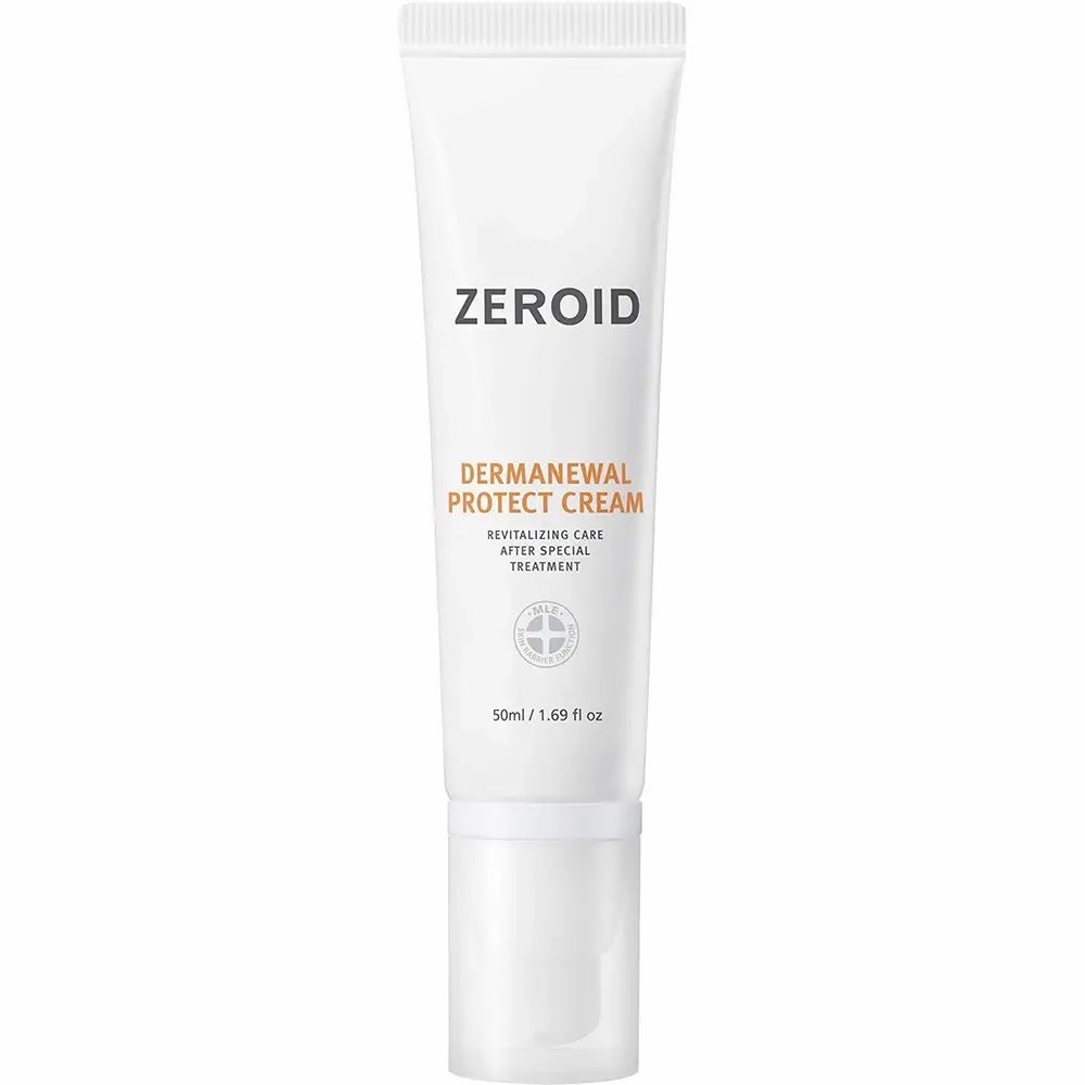 Weiße Tube ZEROID Dermanewel Protect Face Cream. Produktname und Logo deutlich sichtbar. 50ml / 1.69 fl oz.